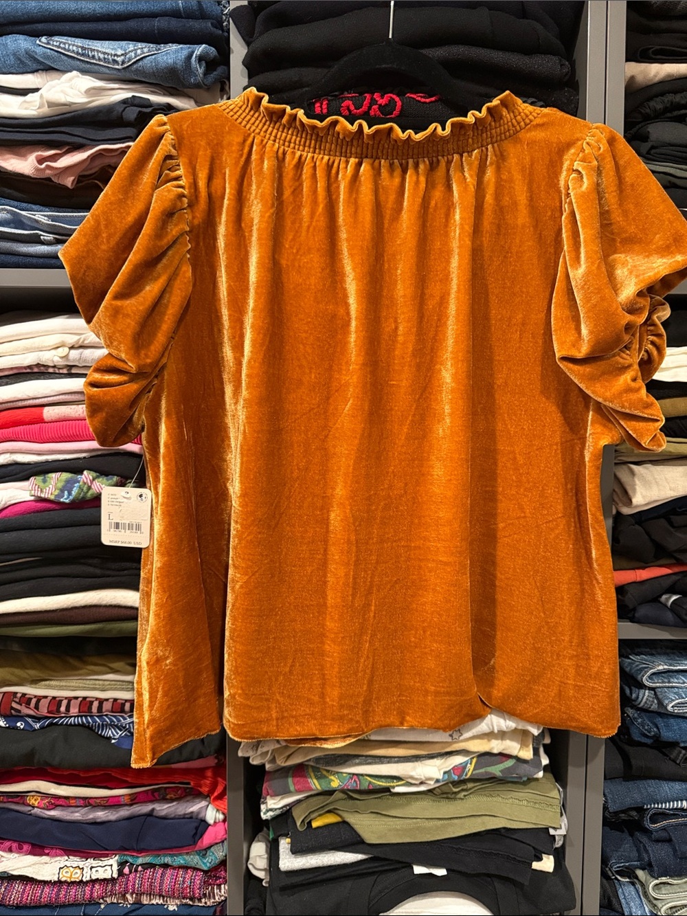 Free People Velvet Ruched Puff Sleeve Top - Picture 4 of 6
